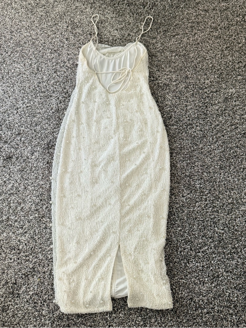 Oh Polly Riviera Strappy Midi Dress White Beaded Engagement Bridal Shower Size 4 - Picture 4 of 13